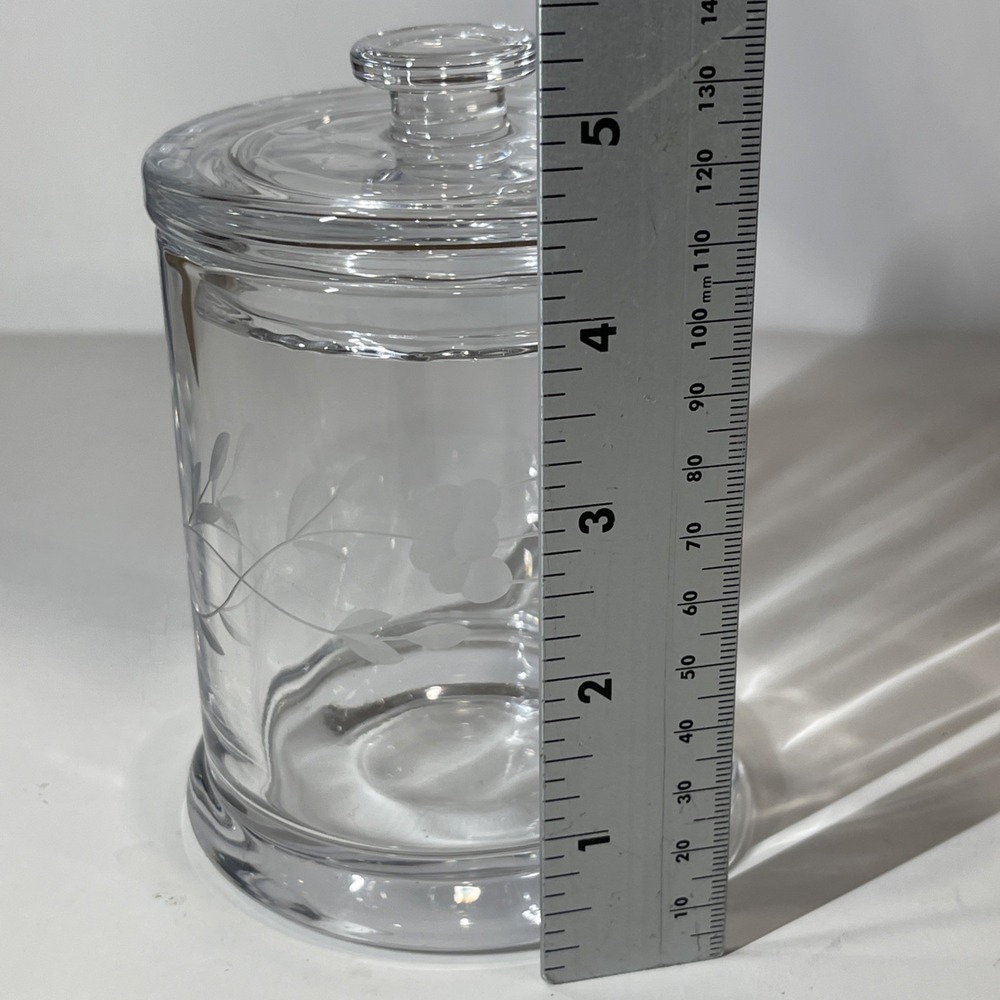 Princess House Heritage Jar Franco 1693 Clear Etched Floral - Picture 9 of 9